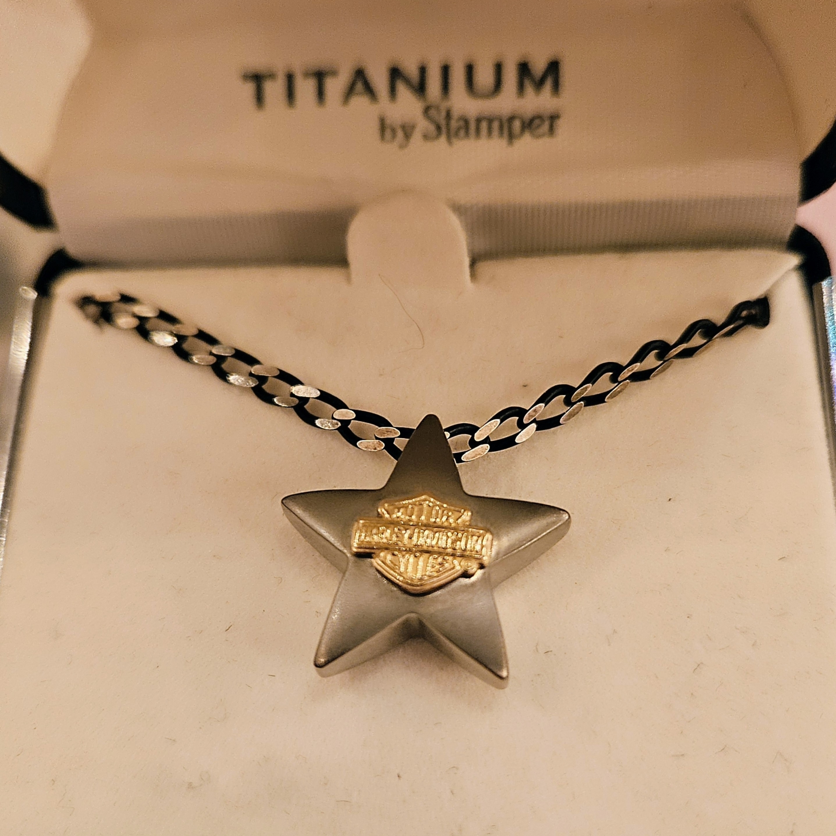 Harley Davidson Necklace Titanium By Stamper Blackhills 14k Gold & Silver 24in